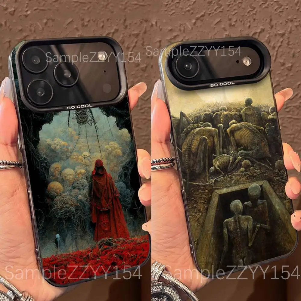 

Zdzislaw Beksinski Phone Case For iPhone 17,16,15,14,13,12,X,8,Pro,Max,Plus,E,SE4,Air,Mini Black IMD Matte