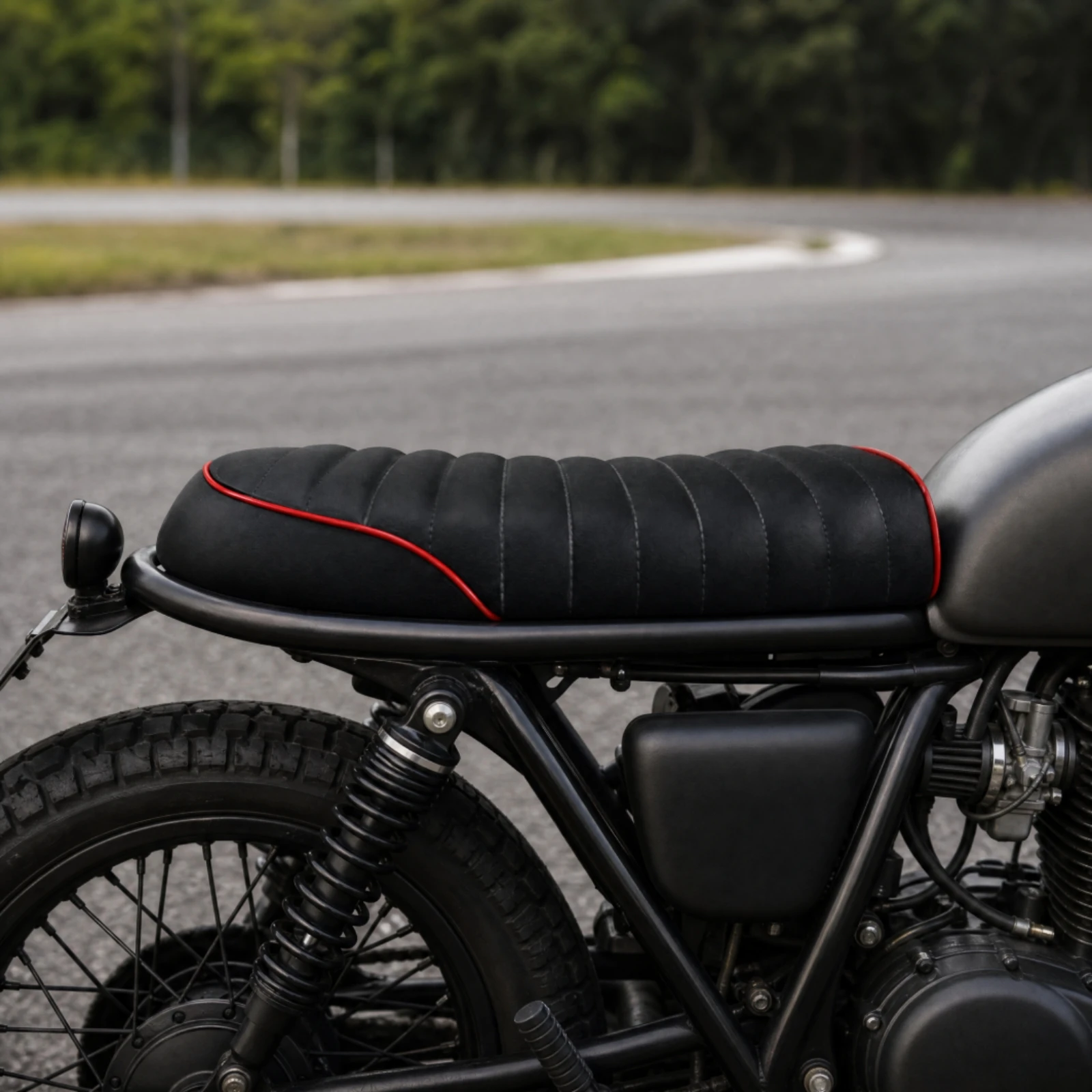 Ribbed Motorcycle Replacement Seat Slim PU Motorcycle Seat with Raised Side Edges Vintage for Garage Projects
