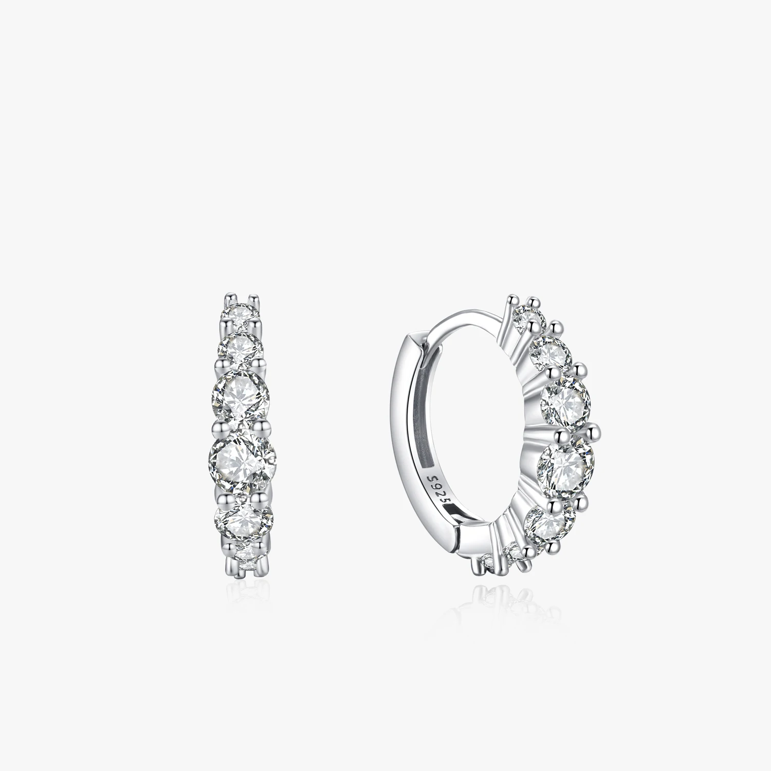 

Real 925 Sterling Silver Luxury Circle Zirconia Hoop Earrings Trendy Ear Buckle for Women Wedding Engagement Jewelry Gift