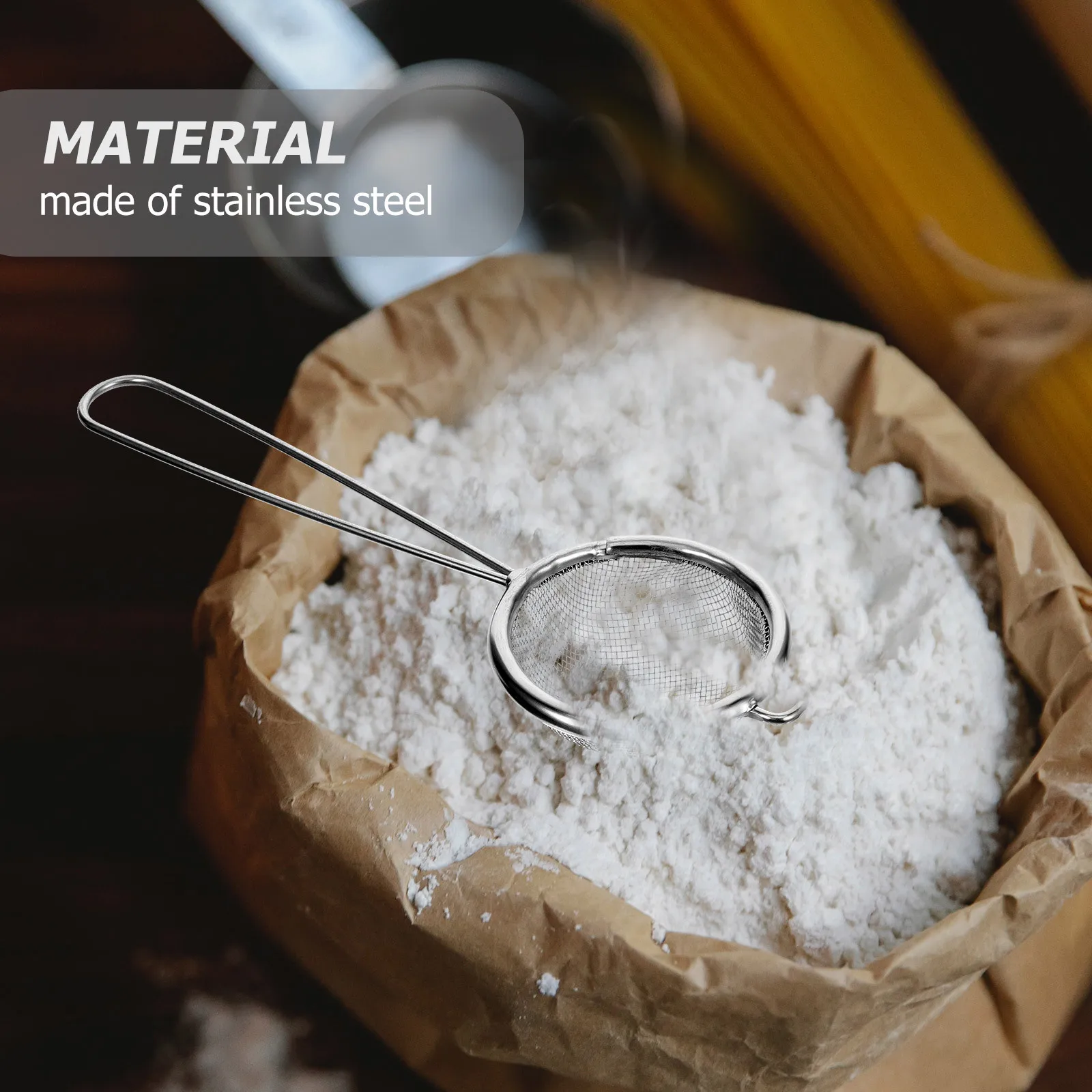 

2pcs Stainless Steel Flour Sieve Handheld Fine Mesh Sifter For Baking Powder Sugar Strainer Kitchen Tool Baking Supply