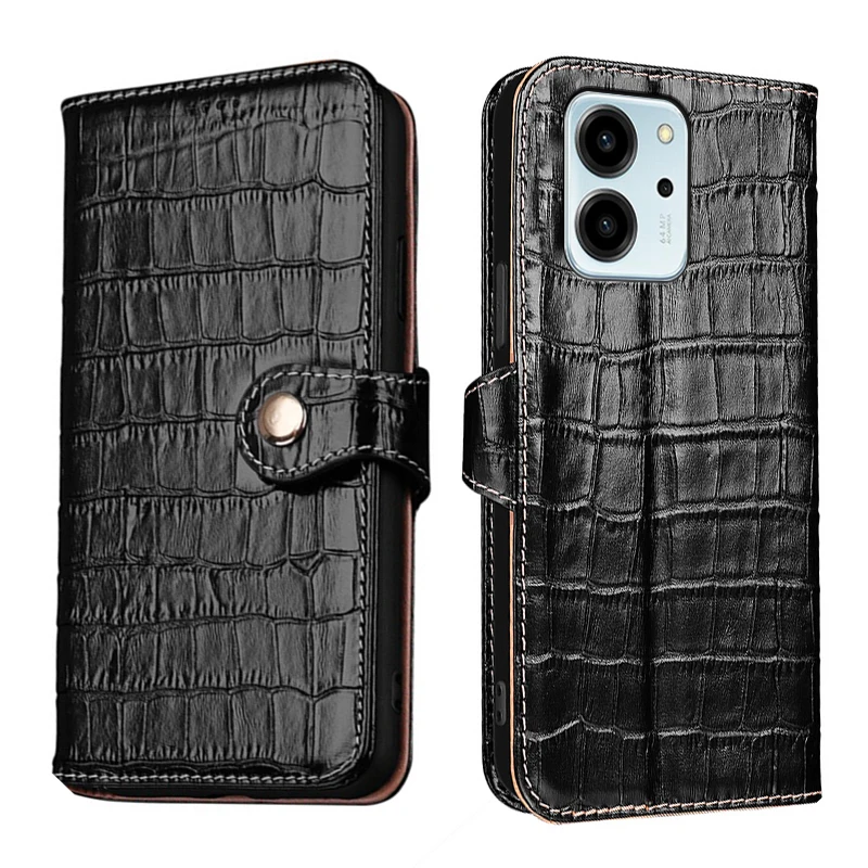

Genuine Leather Crocodile Texture card Slot Wallet Cover For Honor 80 70 Pro Flat GT SE Lite Pro+ Filp shockproof phone Case