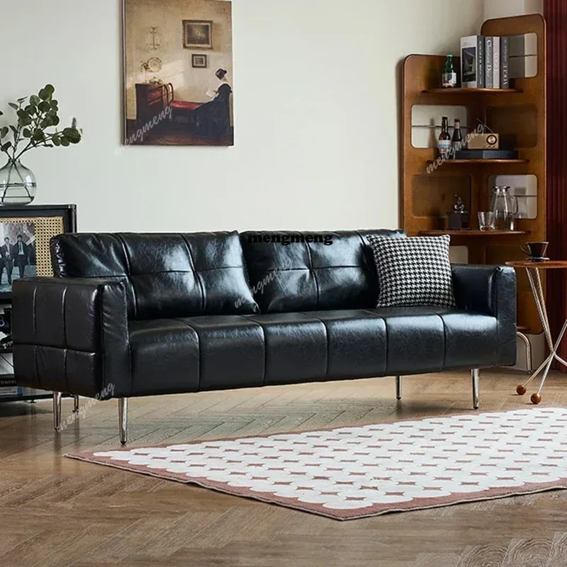 

Большой роскошный диван L185, современный простой черный кожаный диван-шезлонг, маленький диван из массива дерева, мебель для гостиных, современная домашняя мебель