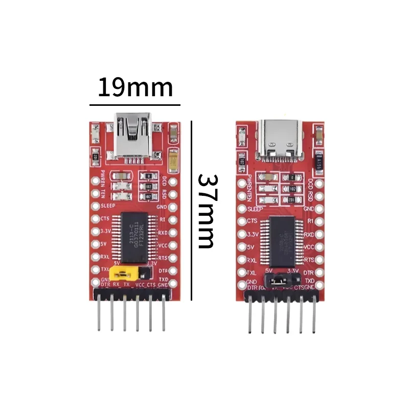 5-20PCS FT232RL FT232 USB to TTL UART Serial Converter Module 3.3V 5V Mini USB Type-C Adapter Board