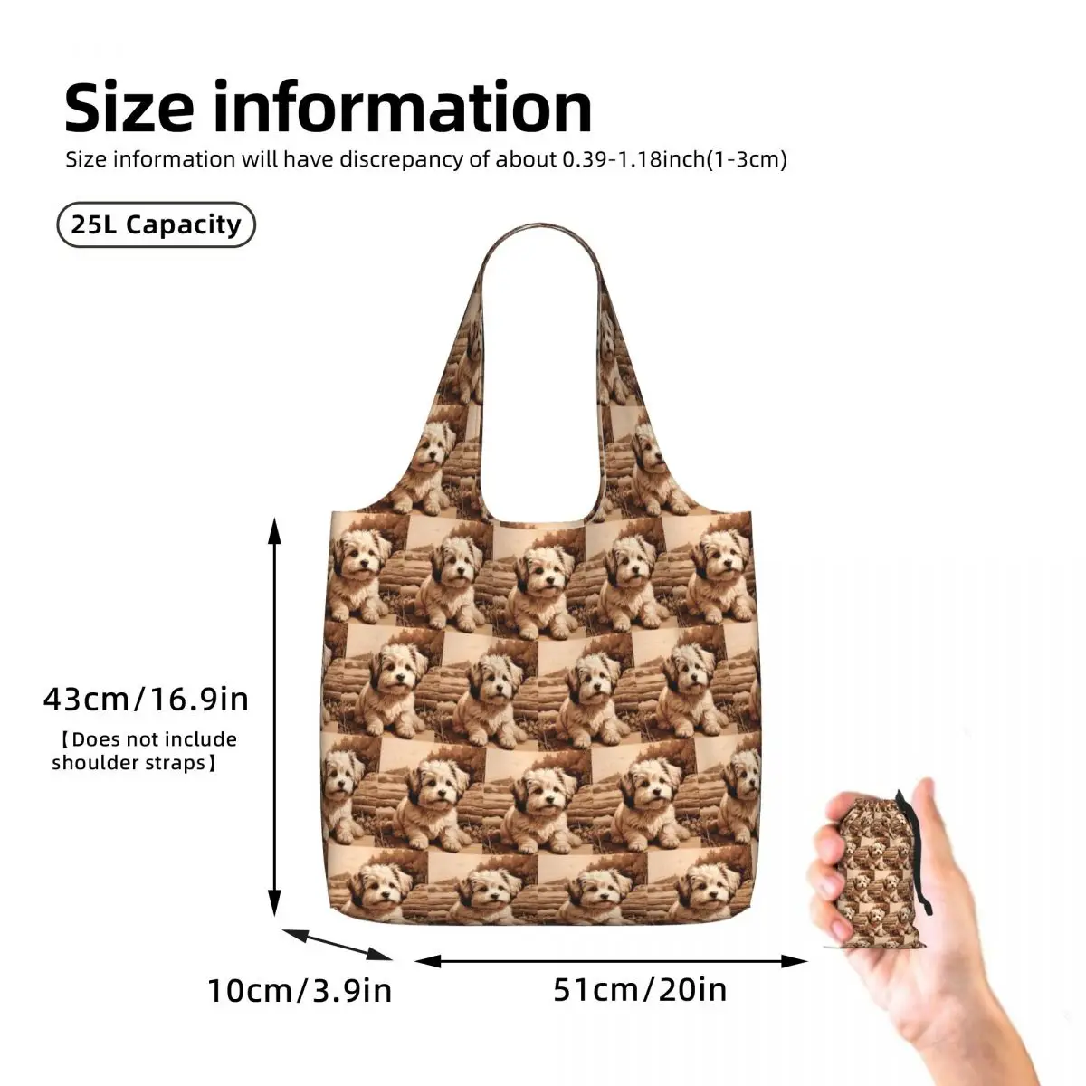 Havanese The Joyful Spirit Of Wood Shopping Tote Bag Canvas Large Capacity Shoulder Bags Shopper Grocery Handbag for Women