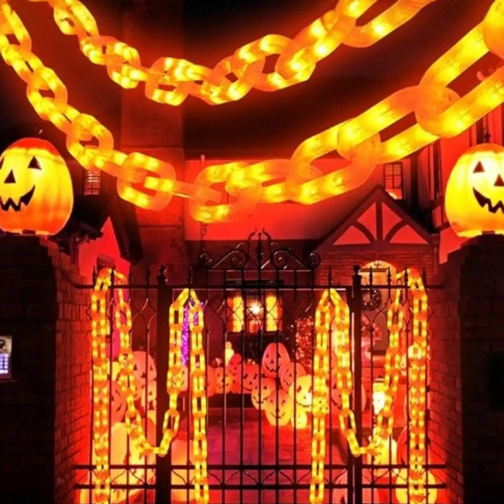 Halloween String Lights 8 Modes Timer Chain Shape Lawn Lights Holiday Lighting Ghost Festival Decoration for Pathway Door