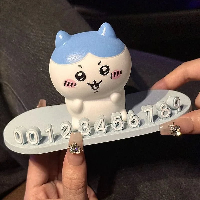 New Chiikawa Parking Number Plate Silicone Adhesive Flippable Temporary Parking Phone Number Card Car Dashboard Decor Ornament - view 2