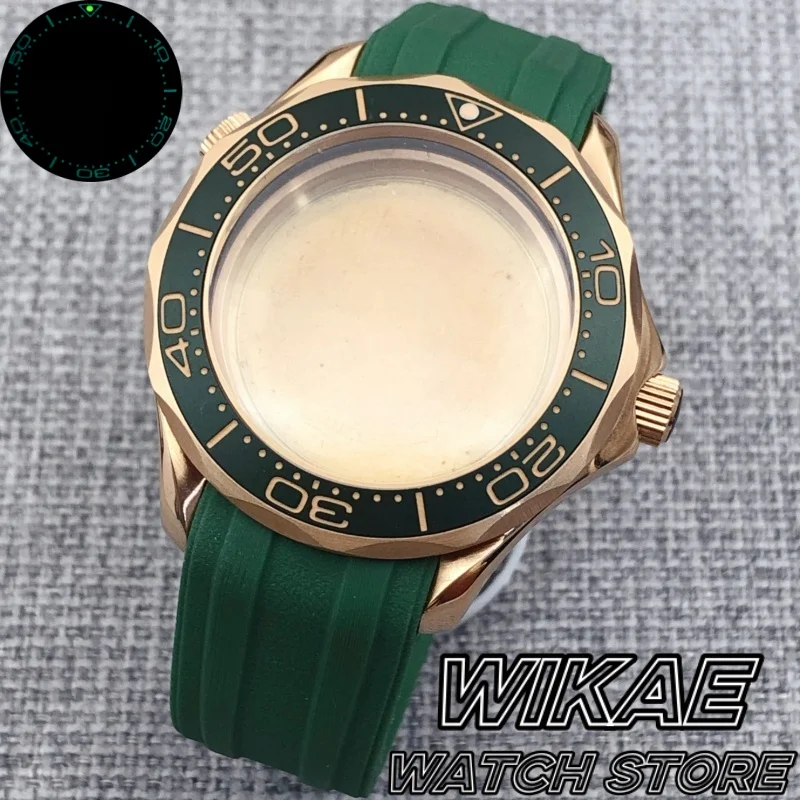 41mm Retro Bronze Gold 007 Watch Case Domed sapphire glass Ceramic bezel Fit NH34NH35NH36 Mingzhu Miyota PT5000 ETA2824 Movement