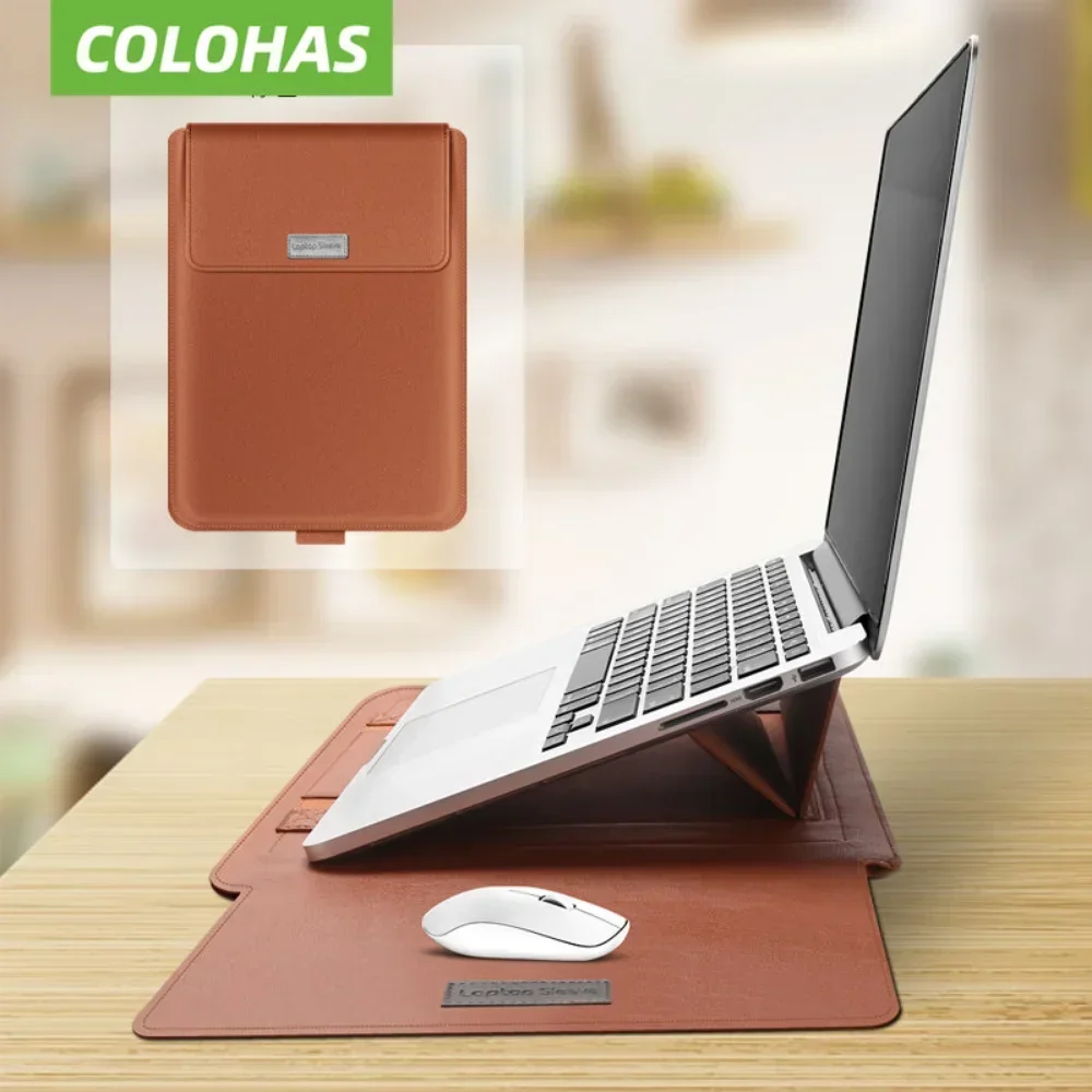 Conjunto de 4 em 1 estojo de couro pu para macbook air pro 11, 12, 13, 15, 16 polegadas, notebook, 15,6 polegadas