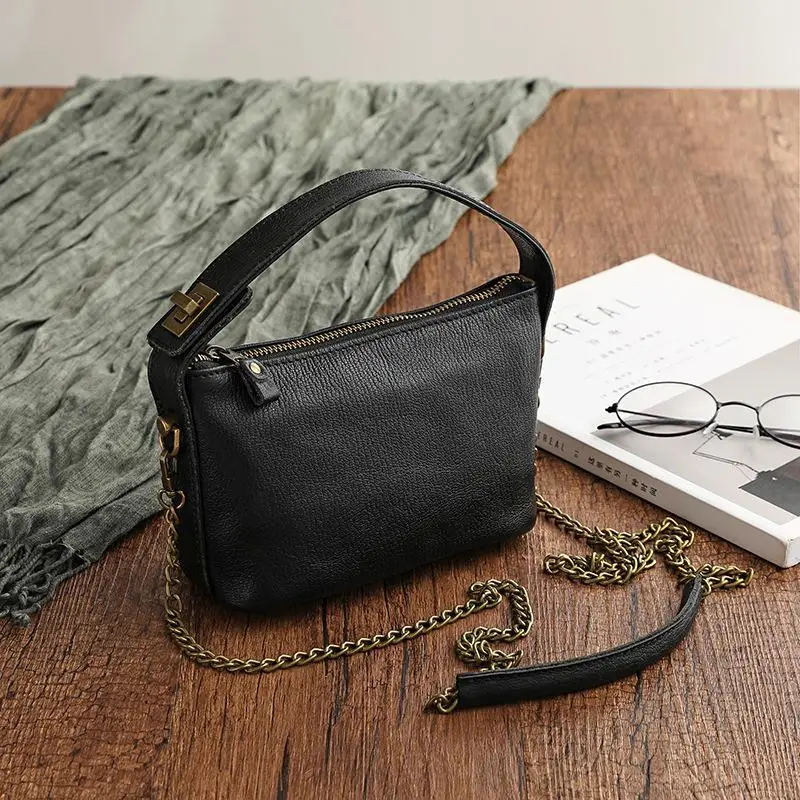 

Johnature Простая женская сумка на цепочке из натуральной кожи, новинка 2023 года, однотонные сумки на плечо и через плечо из натуральной мягкой воловьей кожи