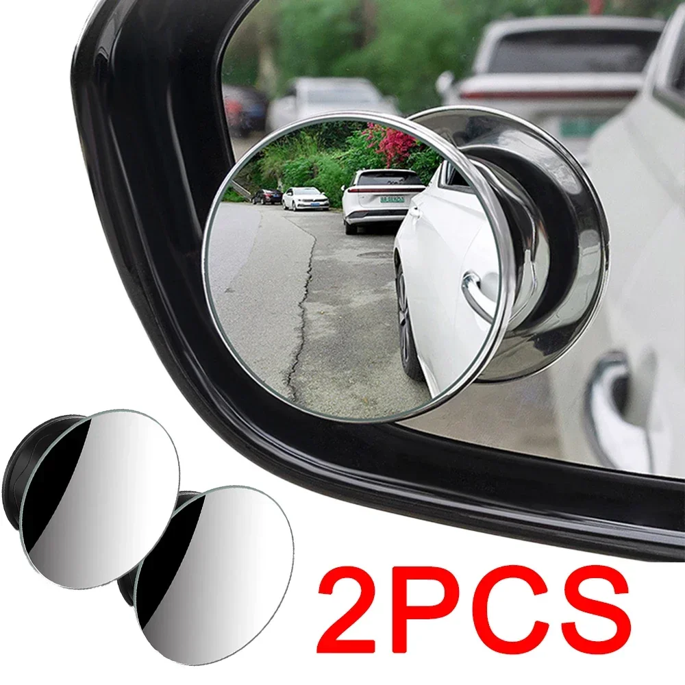 Car Auxiliary Rearview Mirrors Vacuum Suction Cup 360 Degree Rotating Suction Cup Mount Wide-Angle Round Frame Blind Spot Mirror