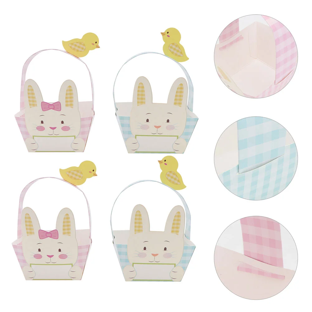 15 Pcs Easter Basket Decoration Handheld Baskets Gift Rabbit Candy Egg Paper Jam Party Supplies