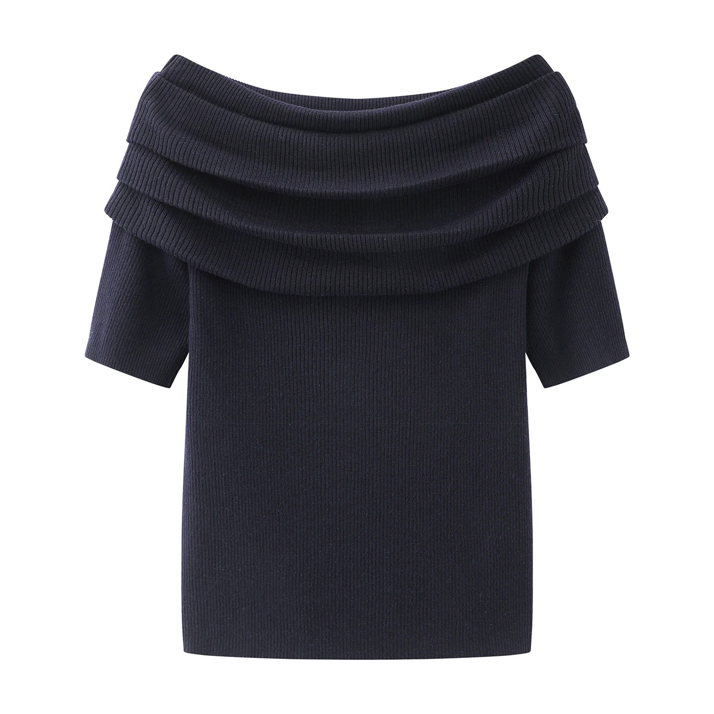 

Xiao Ai's 2026 Summer Design Unique One-Shoulder Slim Fit Short Sleeve Knitted Top Fashionable Casual Women's Wear