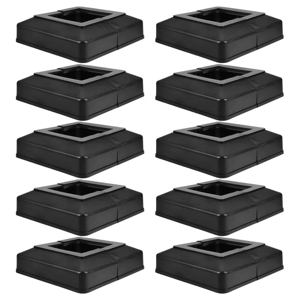 

10pcs Square Pipe Column Foot Cover Black Base Trim Decorative Caps Fence Railing Split Design Durable Plastic Waterproof Post
