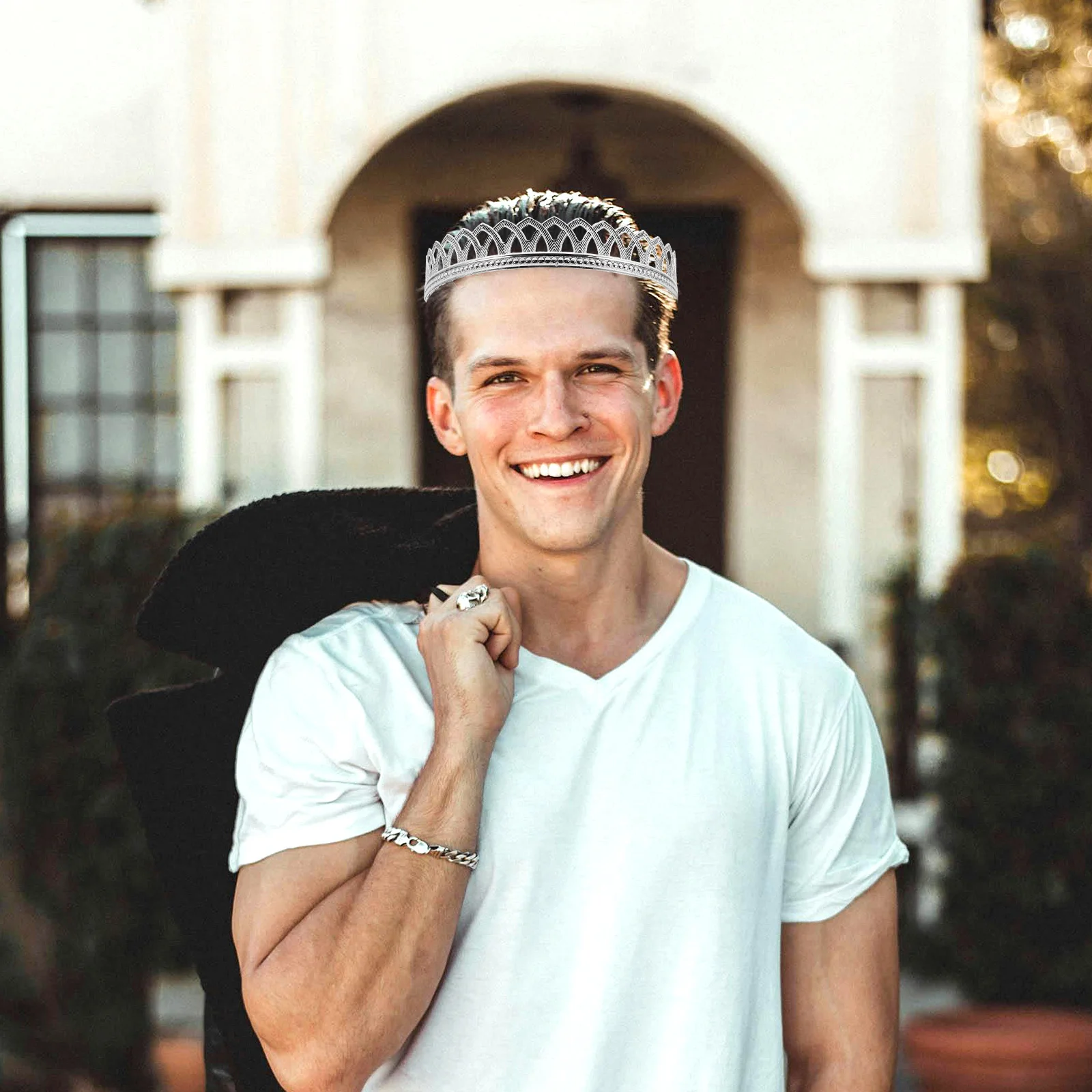 Vintage Królewska Korona Ozdobna Opaska na Głowę dla Mężczyzn Cosplay Urodziny Impreza Scena Występ Retro Dodatek do Kostiumu