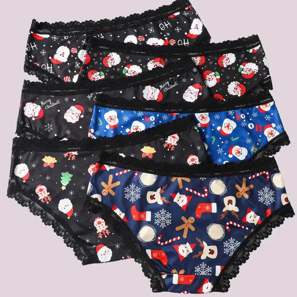 Christmas Style Lingerie Sexy Women Student Sweetheart Women's Pantie Kawaii Sexy Underwear Fashion Girl Skin-Friendly Soft Lace