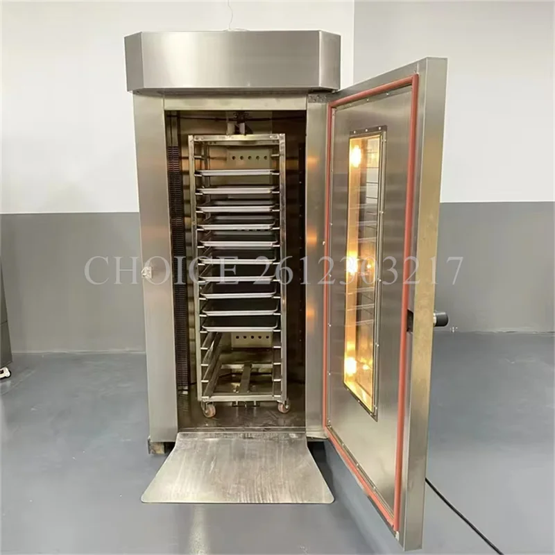 Automatic 15/16/32/64 Trays Bakery Equipment Rotary Oven Bakery Gas Heat Treatment Commercial Pizza Bakery Ovens with Wheel