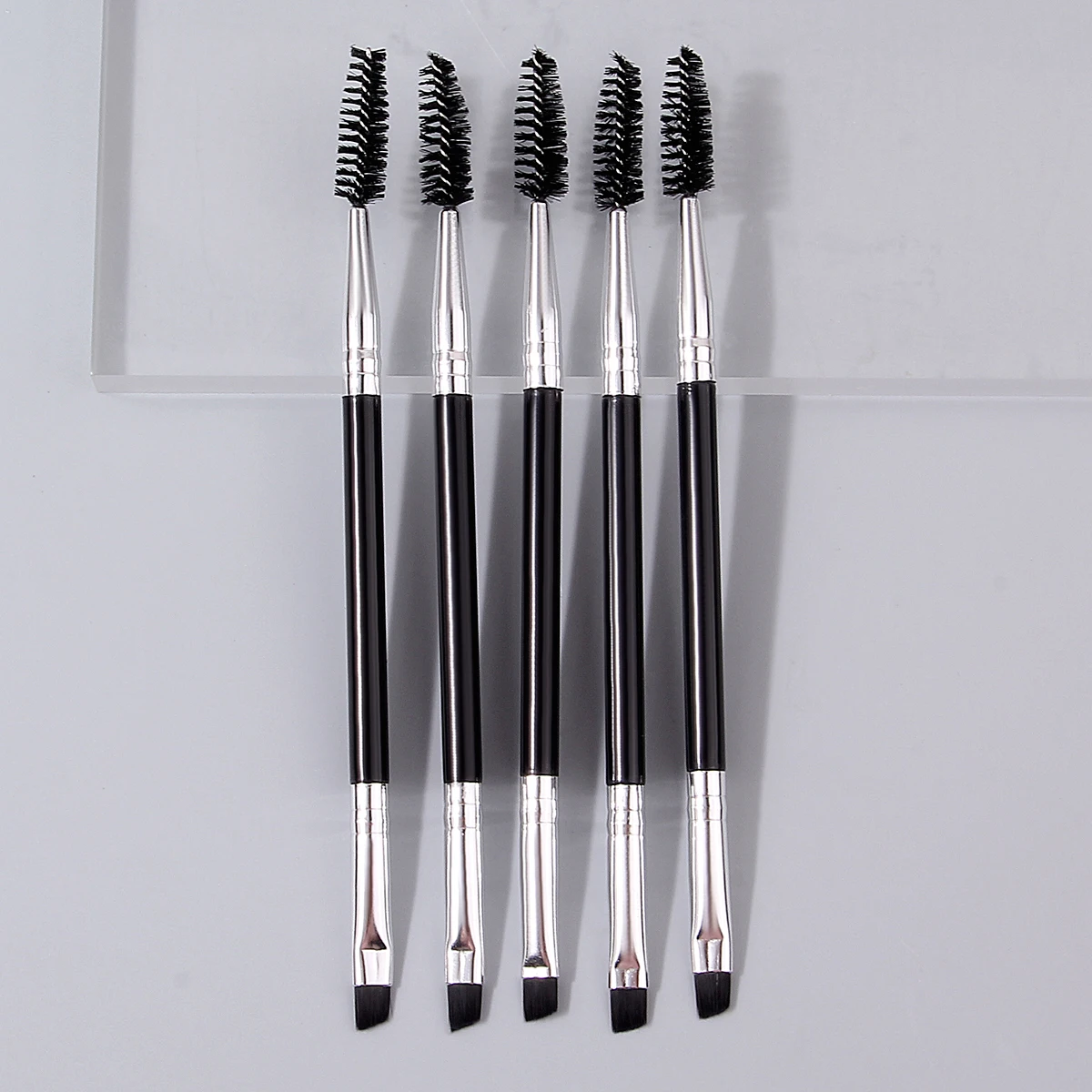 5 uds cepillo suave de doble cabeza para rímel/cepillo delineador de ojos, cepillo flexible para rizar pestañas, cepillo para cejas, cepillo biselado, herramienta para ojos