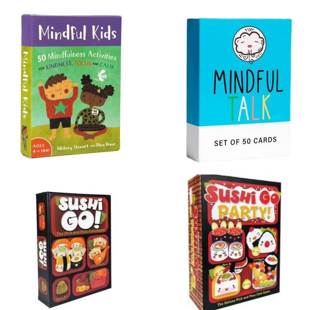 

Mindful Kids Card Mindfulness Talk Sushi Go Cards Game The School Explode Kittens Game for Kids Mindful Talk Party Cards