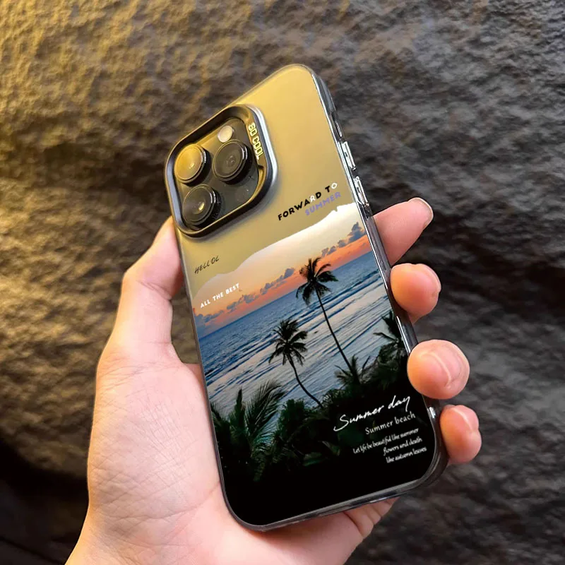 Seaside Coconut Tree Design TPU Basic Case for Xiaomi 14T 13T 12T Pro 11 Lite 5G 15 14 13 12 11 Shockproof Hard Back Laser Cover