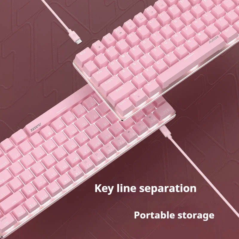 Imagem -04 - Azazz-teclado Mecânico Coração Rosa 82 Teclas Ak33 Coração Menina Rgb Retroiluminado Branco pc Laptop Escritório