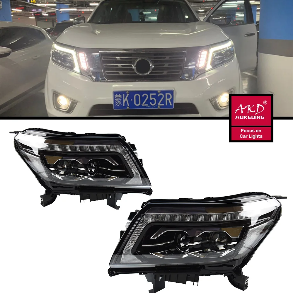 

2 шт. автозапчасти для фар для Navara NP300 2017-2021 модифицированные светодиодные лампы фары DRL двойной проектор подтяжка лица