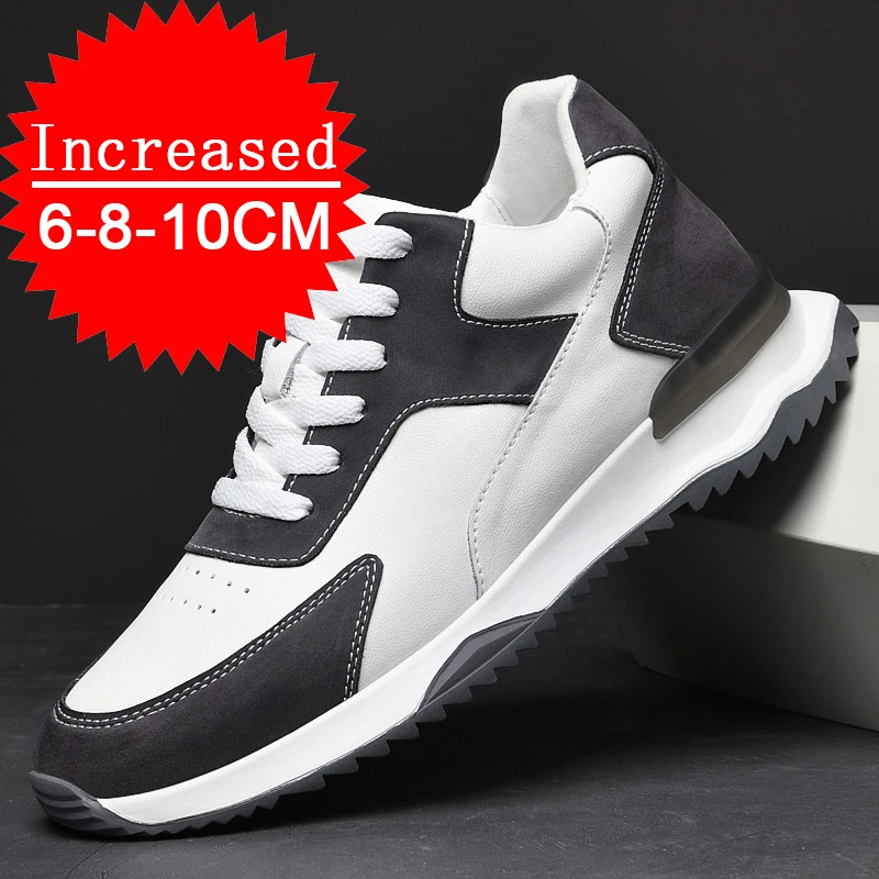 6/8/10CM Invisible Height Increasing Shoes Men's Sports Shoes Thick Sole Inner Height Increasing Shoes Trendy Casual Sneakers