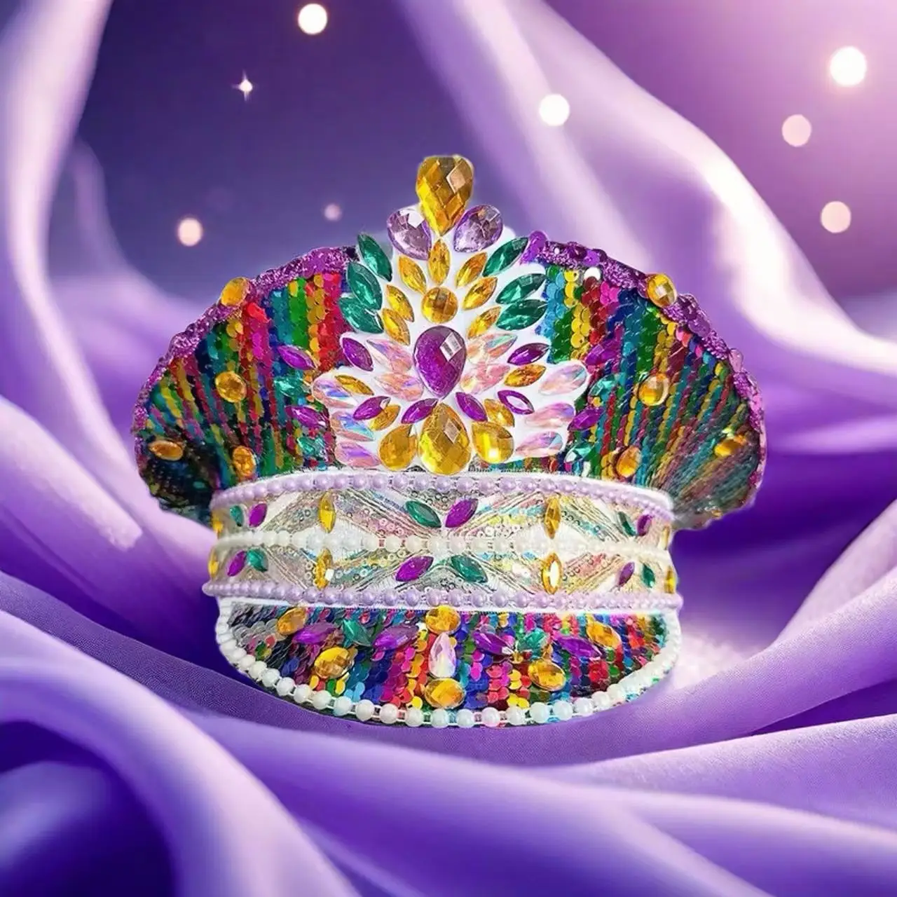 HongLuan  Halloween Costume Hat, Captain Hats Rhinestone for Burning Man Festival Woman, Cosplay Female Accessories