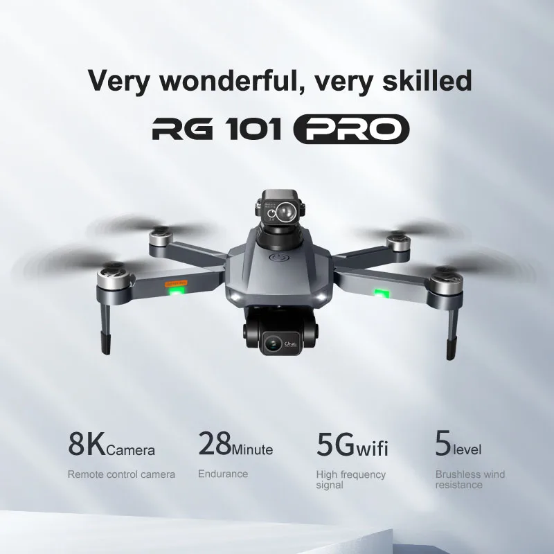 RG101 PRO MAX DRONE a lunga distanza senza spazzole per evitare ostacoli 5G videocamera 8K HD fotocamera e GPS Drone professionale a 2 assi