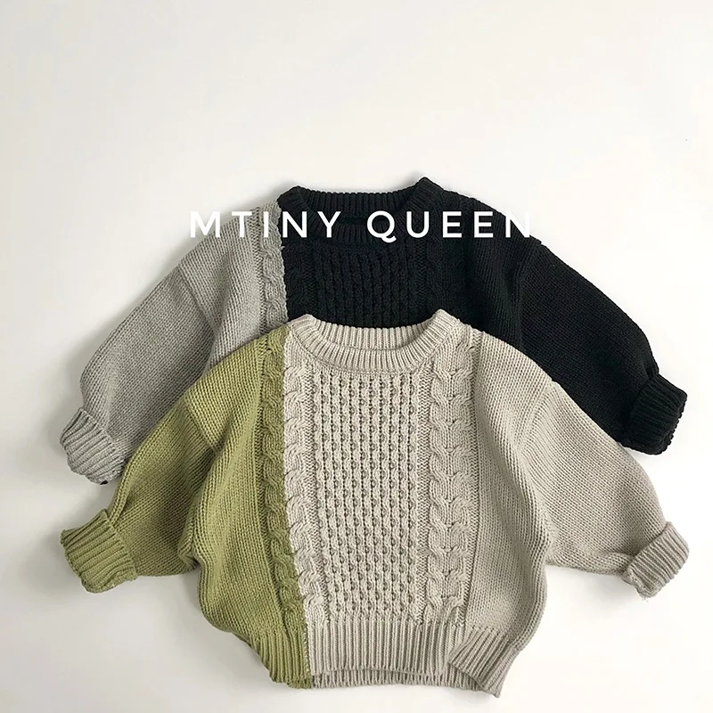 Color Matching Sweater Trendy Children's Loose Knitted Backing Jacket Boys and Girls Trendy Children's Sweater Fashion