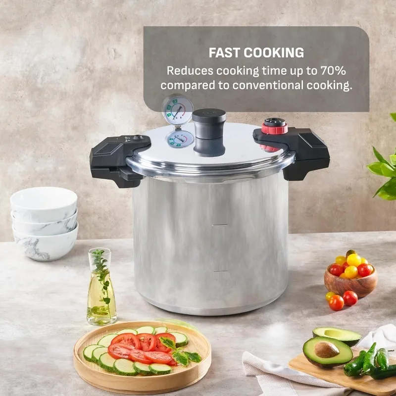 

Pressure Cooker Aluminum Pressure Canner, 22 Quart, 3 PSI Settings, Cookware, Pots And Pans, Large Capacity, Cooling Racks