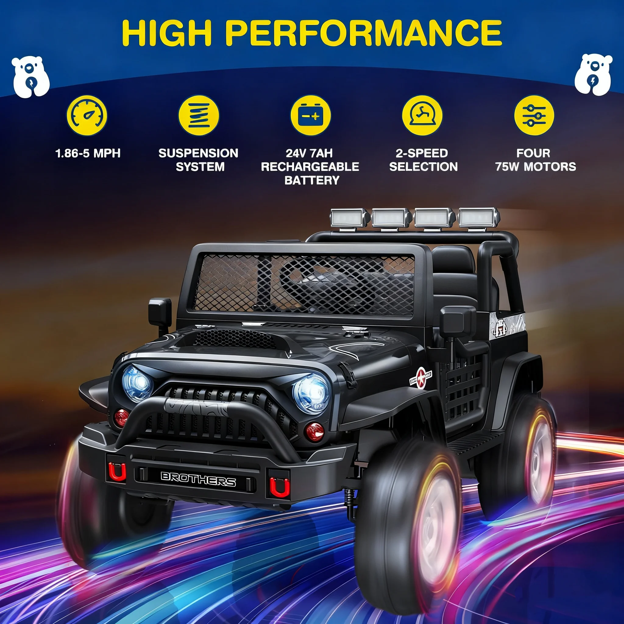 LIGIANT 24V 2-Seater Kids Ride On Car w/Remote, Suspension, Bluetooth, Music, 3 Speeds & LED Lights, Christmas Gift