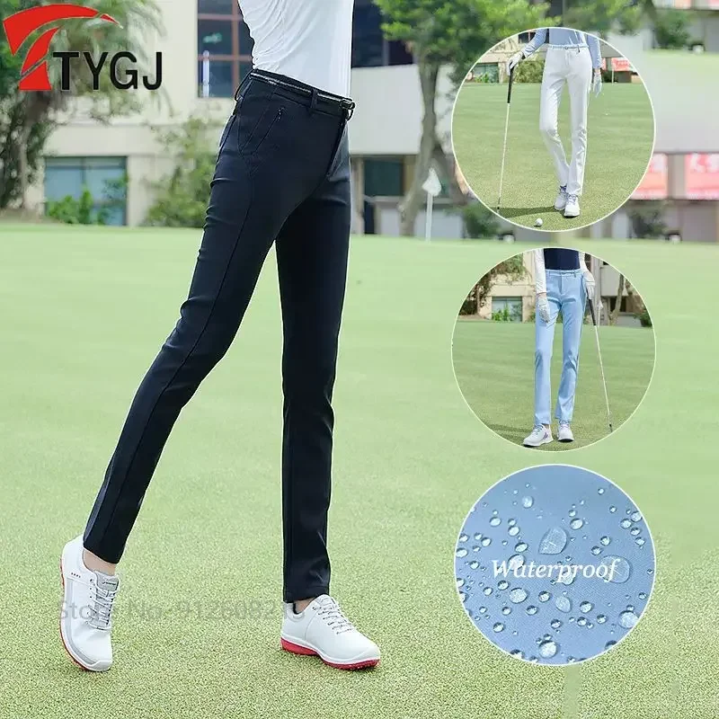 

TTYGJ Female Windproof Golf Long Trousers Ladies Waterproof Golf Sport Pants Women Slim Warm Pant Girls Leisure Pencil Sweatpant