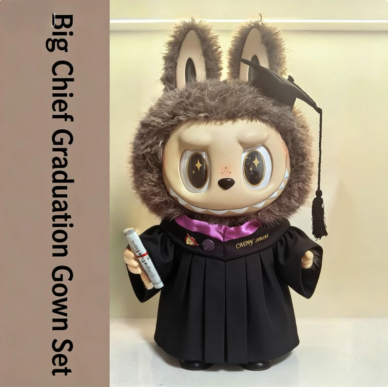 

Персонализированная плюшевая кукла Лабубу 58 см в выпускной мантии и шапочке с возможностью нанесения имени и логотипа университета, выпускное плюшевое животное (только ткань)