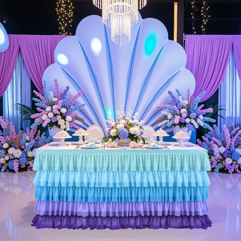 Five Layer Cake Table Skirt Rectangular Stall Birthday Party Wedding Cake Table Skirt Hotel Party Festival Decoration Atmosphere