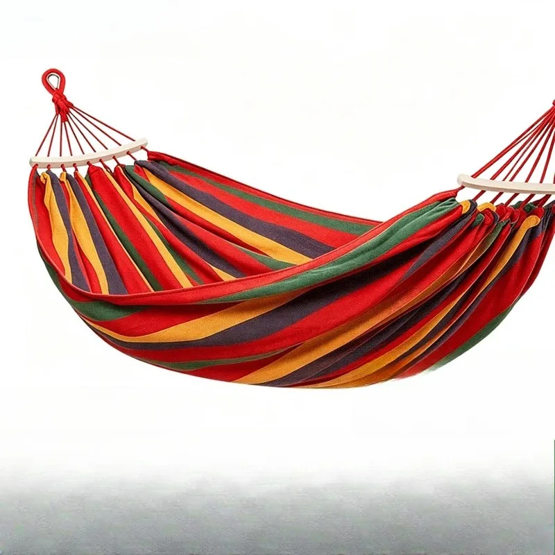 Hammock, outdoor camping three-person canvas anti-rollover, indoor swing widened and thickened