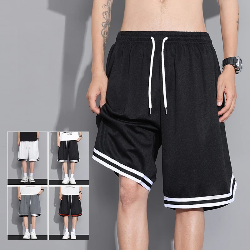 

High Quality Summer Men's Basketball Shorts Loose Quick Dry Streetwear Casual Knee Length Trousers Male