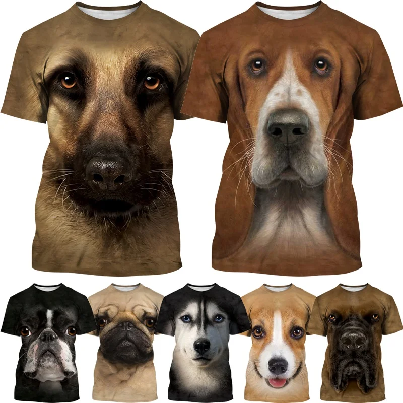 New Cute Pet Dog 3d Printing Round Neck Fashion Men\'s Women\'s Children\'s Cool Fun T-shirt Breathable Light Summer Sports Top