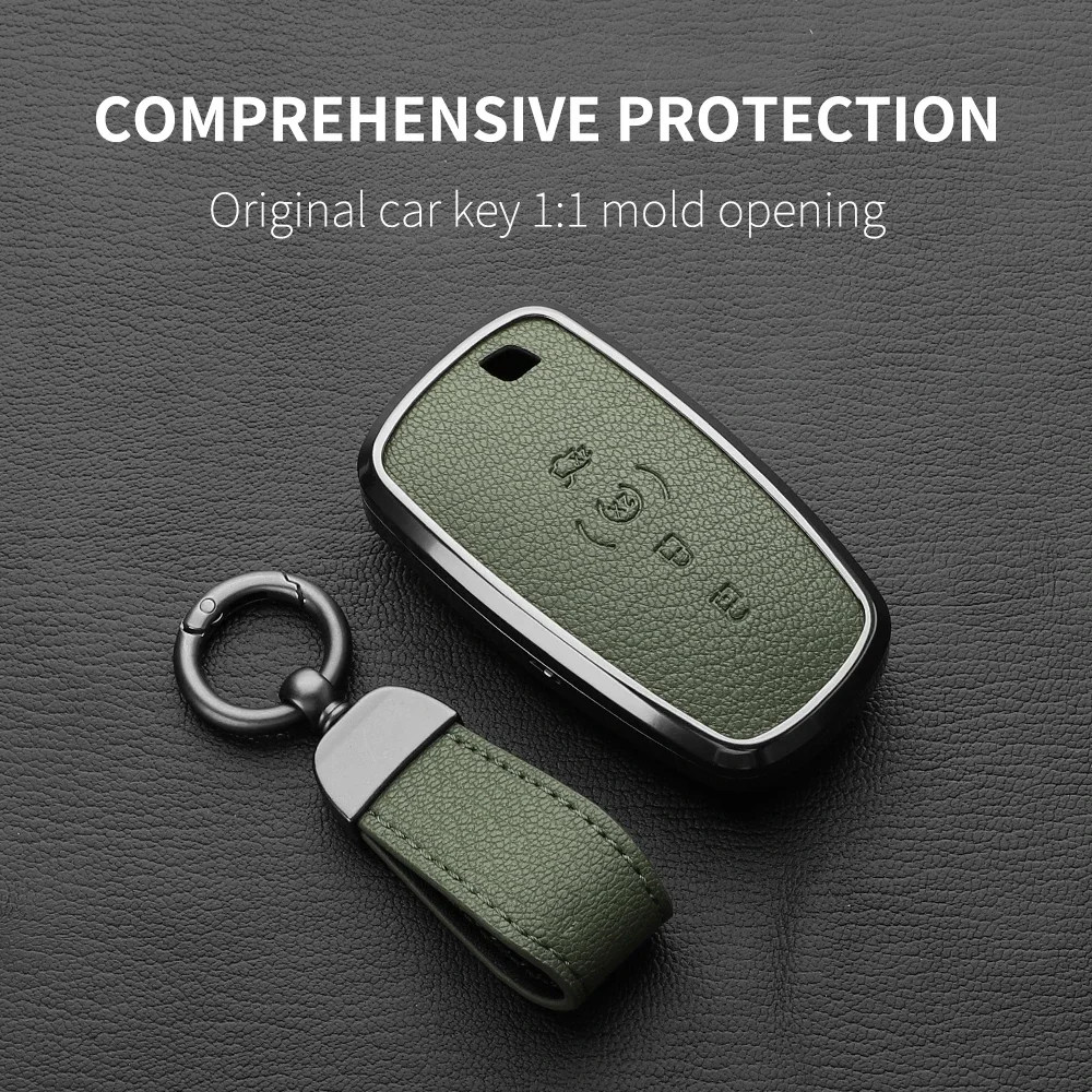 

Metal and Leather Car Key Case Cover For Ford Fusion Mondeo Mustang Edge Expedition EXplorer F-150 F-250 F-350 keyschain