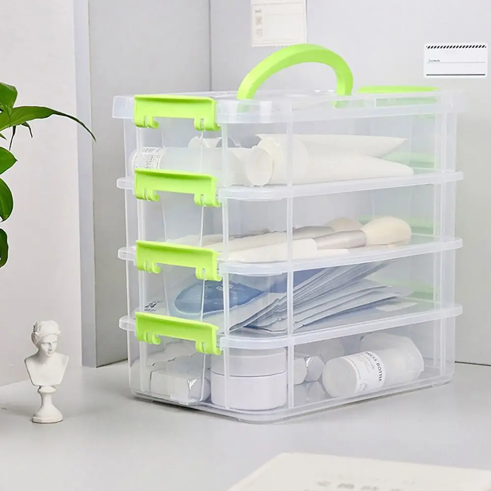 1 pz nuovo tavolo da cassetto organizer da scrivania trasparente 4 strati scatola per organizer per trucco contenitori per gioielli impilabili in plastica
