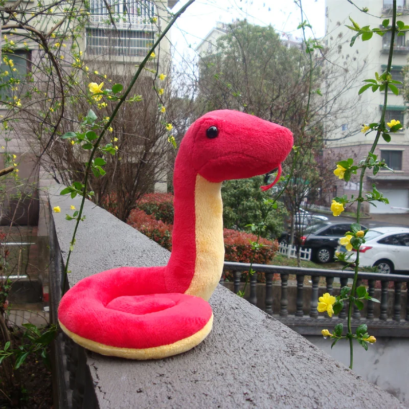 red plush snake toy high quality cute snake doll gift about 18cm