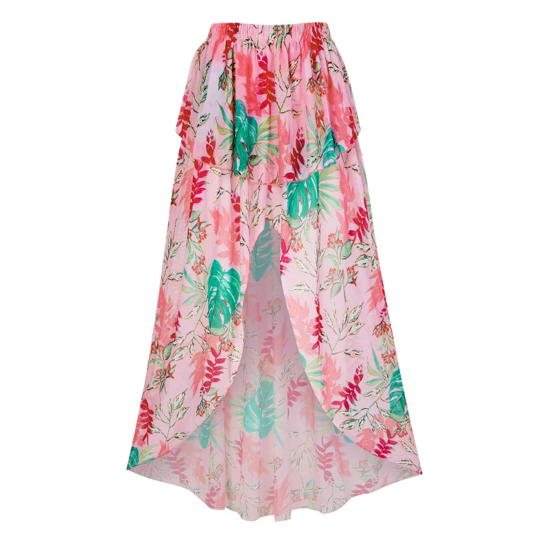 2025Neuer bedruckter einteiliger Badeanzug für Damen, sexy One-Shoulder-Bikini-Badebekleidung mit Netzrock