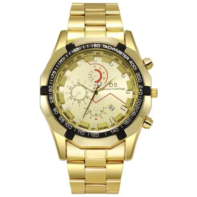 22New เข็มขัดเหล็กปฏิทินขนาดใหญ่ผู้ชาย Domineering Tough Guy นาฬิกาทองอัตโนมัตินาฬิกาควอตซ์ผู้ขายที่ดีที่สุดบน douyin