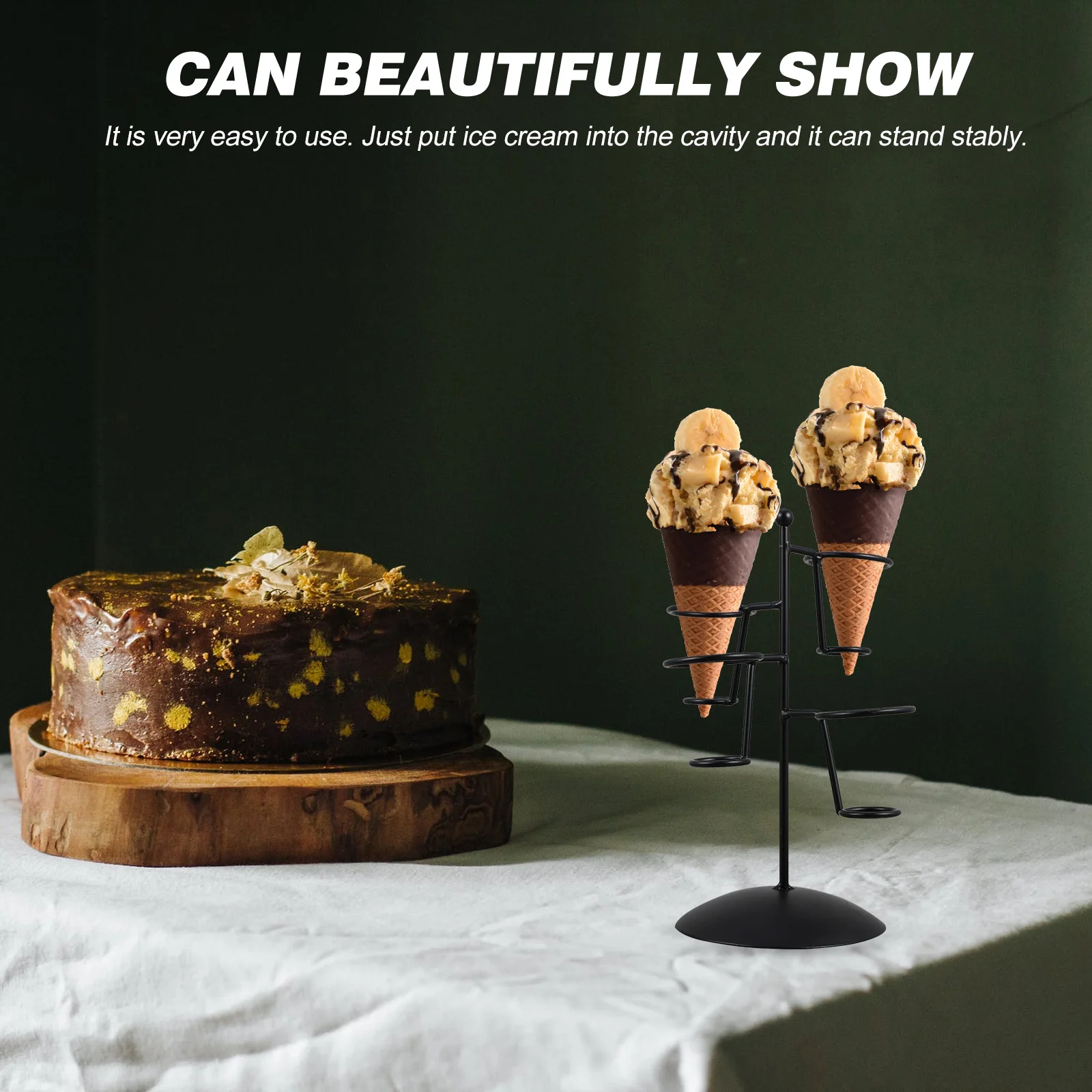 

1Pcs Iron Art Ice Cream Stand Simple Cone Holder Smooth Surface for Dessert Shop Home Display Ice Cream Rack Baking Cooling Rack