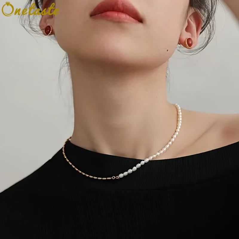 925 Sterling Silver Pearl Beaded Mixed Chain Choker Necklace For Women Sparkling Trendy Dainty Thin Stackable Necklaces Her Gift