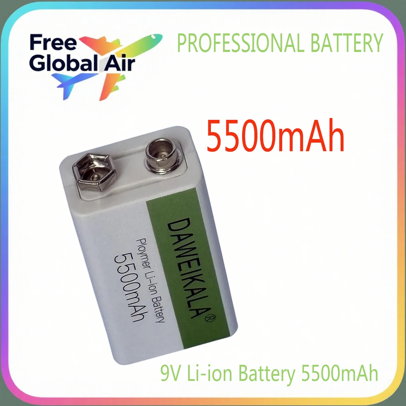 

9V battery 5500mAh li-ion Rechargeable battery Type-C Battery for Multimeter Microphone Toy Remote Control fast charging