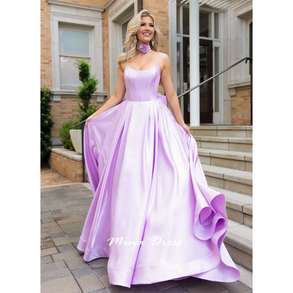 

Mina Boat Collar Evening Dress Luxury Elegant Party Dresses Woman Customized Backless Sleeveless Bow Strapless 2025 Prom Womens