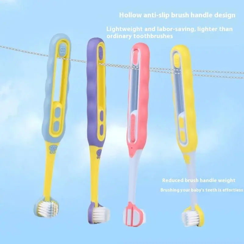 2 Stuks Kinderen Tandenborstel Driezijdig Zachte Haren Tanden Whitening Borstels Voor Kinderen Van 3-12 Jaar Tandheelkundige Mondverzorging