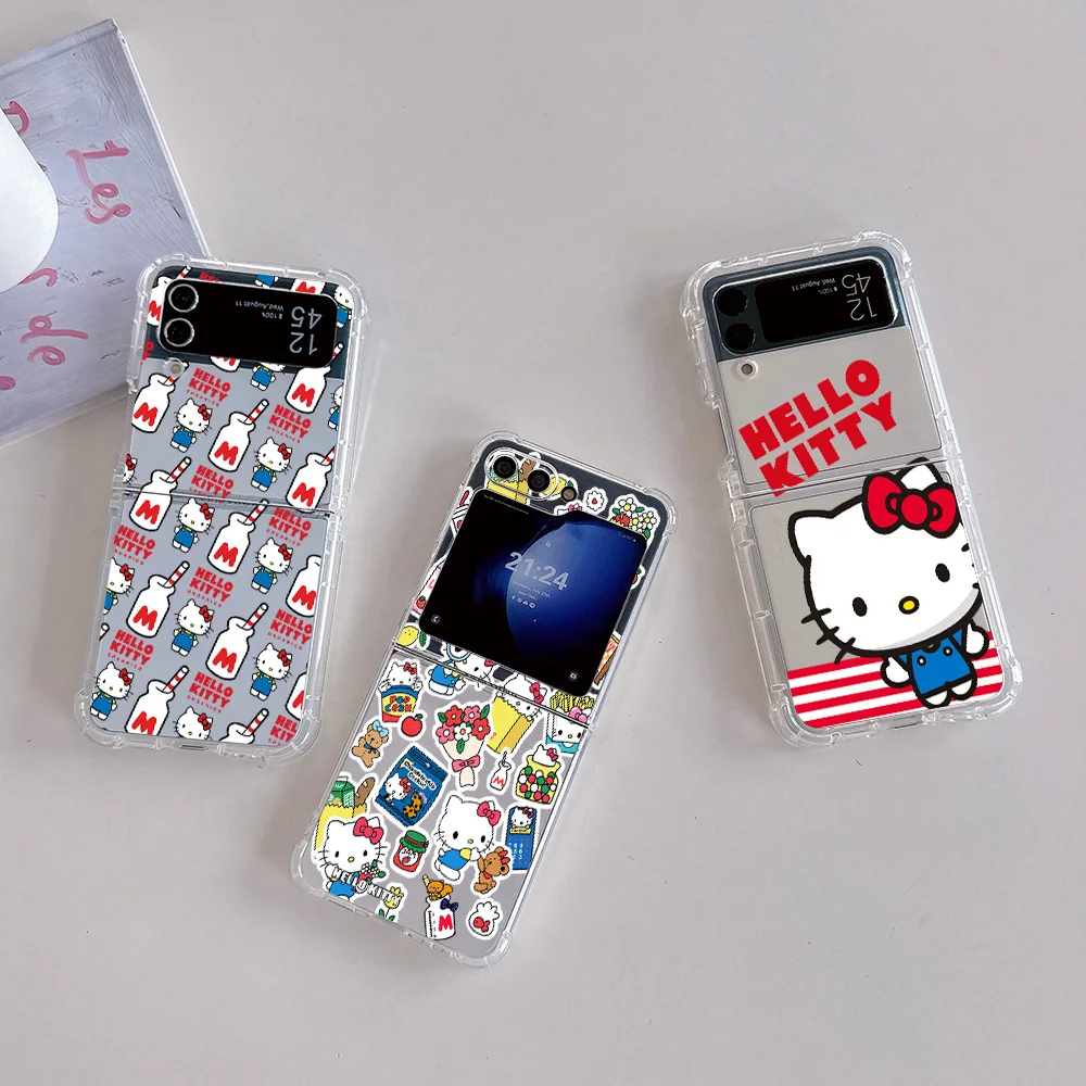 

Sanrio Hello Kitty Phone Case for Samsung Galaxy Z Flip 3 4 Z Flip 5 6 Z Fold 4 5G PC Soft Anti-fall Back Cover