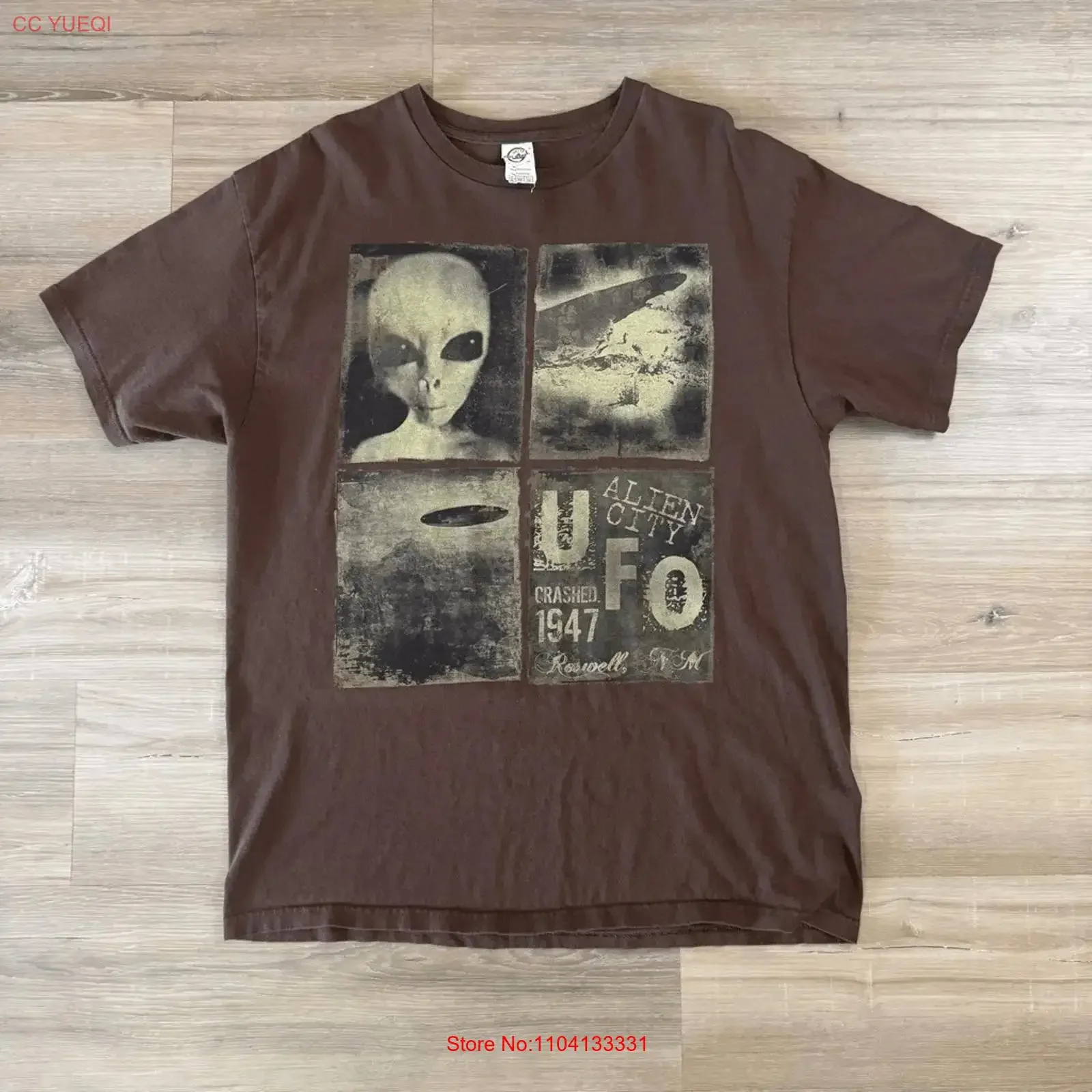 Vintage Y2K New Mexico Brown Alien City UFO Crash T Shirt Size XL Roswell Sci fi vintage Washed Comfortable fashion