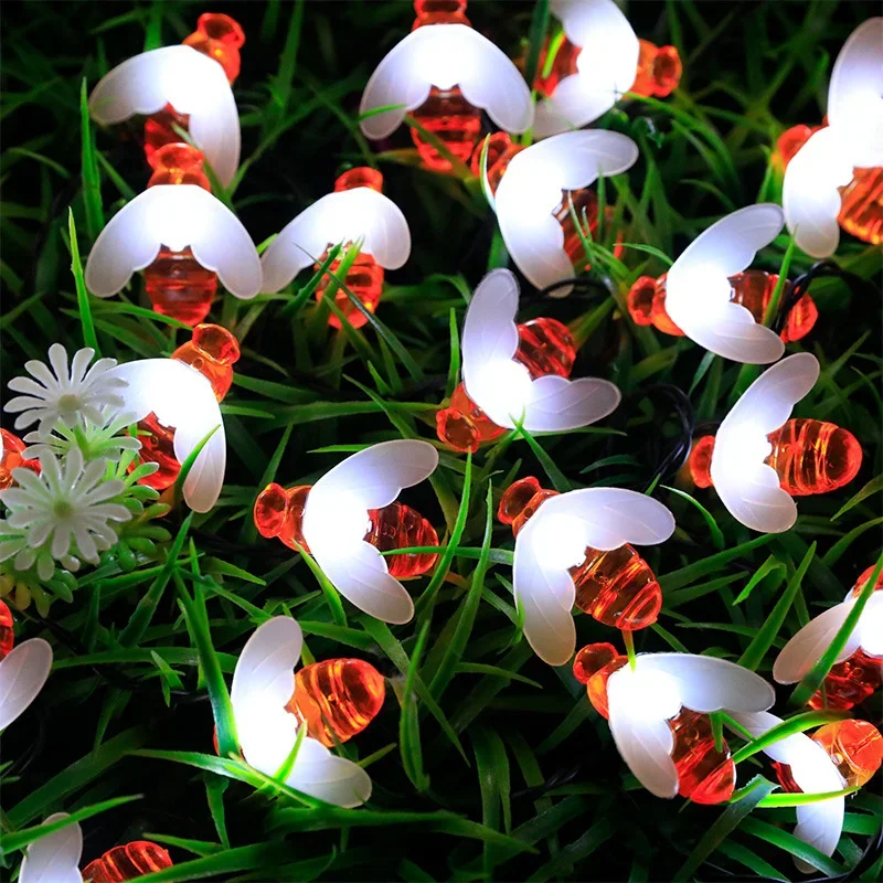 Solar Bee LED String Lights 8 Modes Fairy Lights Outdoor Garden Fence Patio Treelawn Tree Wedding Party Tent Camping Decoration